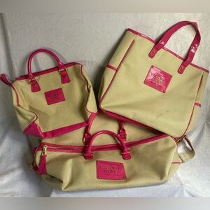 Victoria’s Secret 3 PC Vintage Travel Bag Shoulder Tote Bag Purse Carry-On